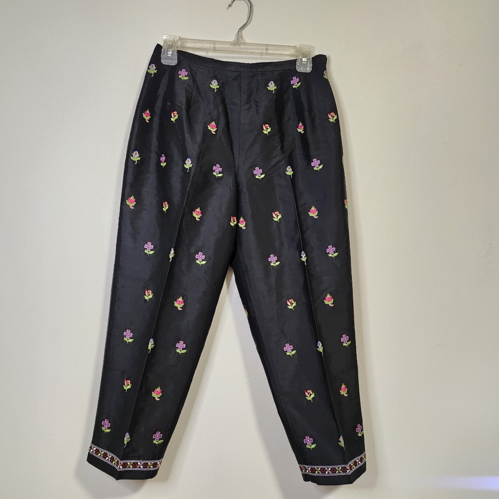 Talbots Embroidered Silk Pants